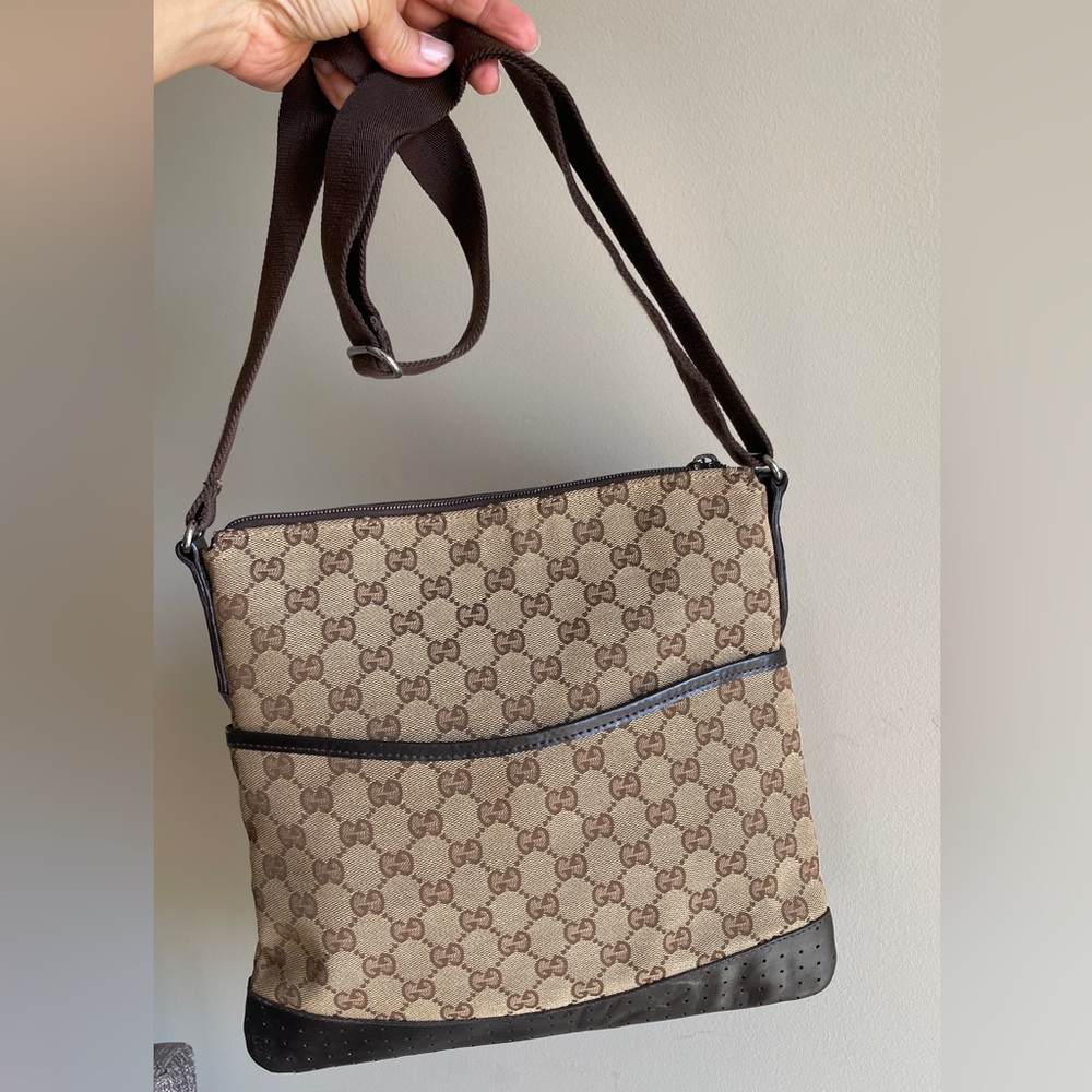 Gucci Brown Monogram Canvas Crossbody Bag